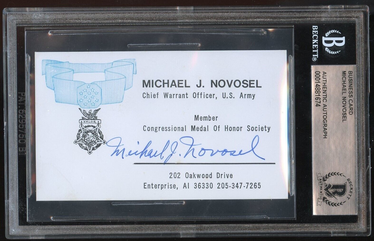 Michael J. Novosel d2006 signed autograph Air force WWII MOH Business Card BAS