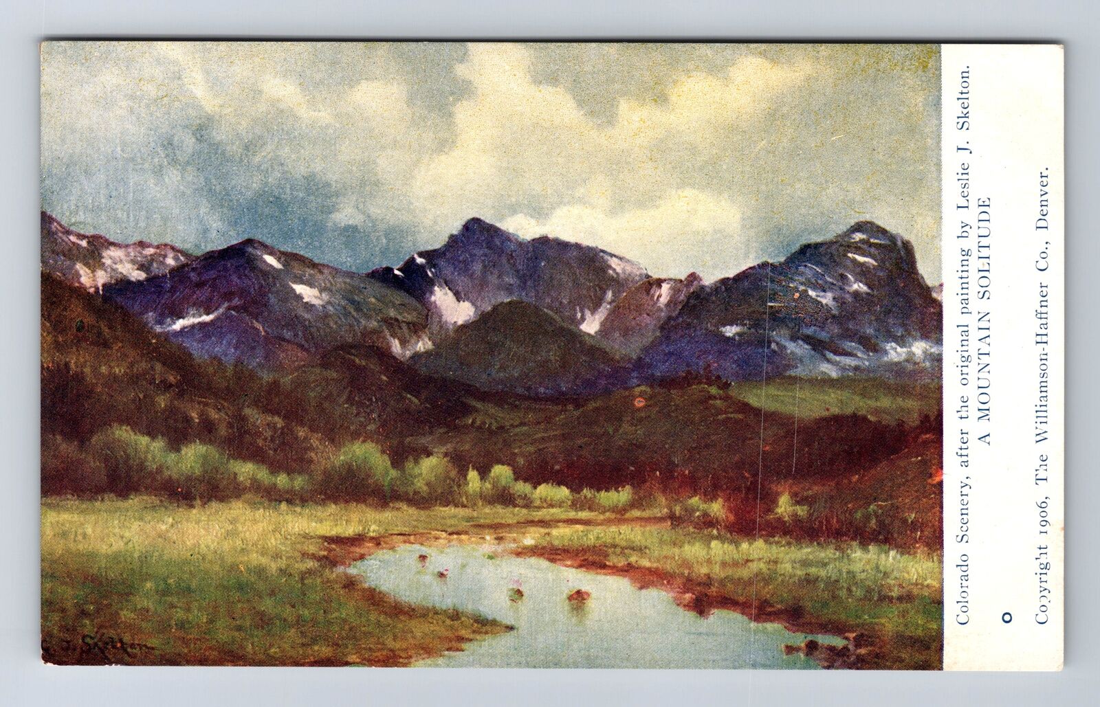 Colorado Scenery From Original Painting A Mountain Solitude Vintage Postcard