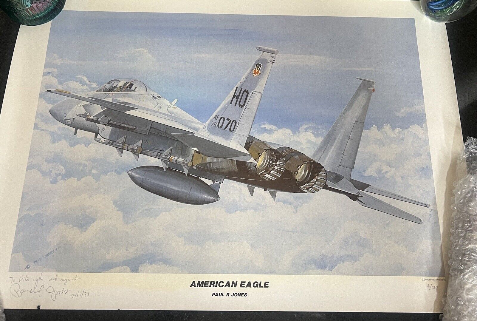 Paul R Jones AMERICAN EAGLE 1982 First Printing 81/750 24” X  17”