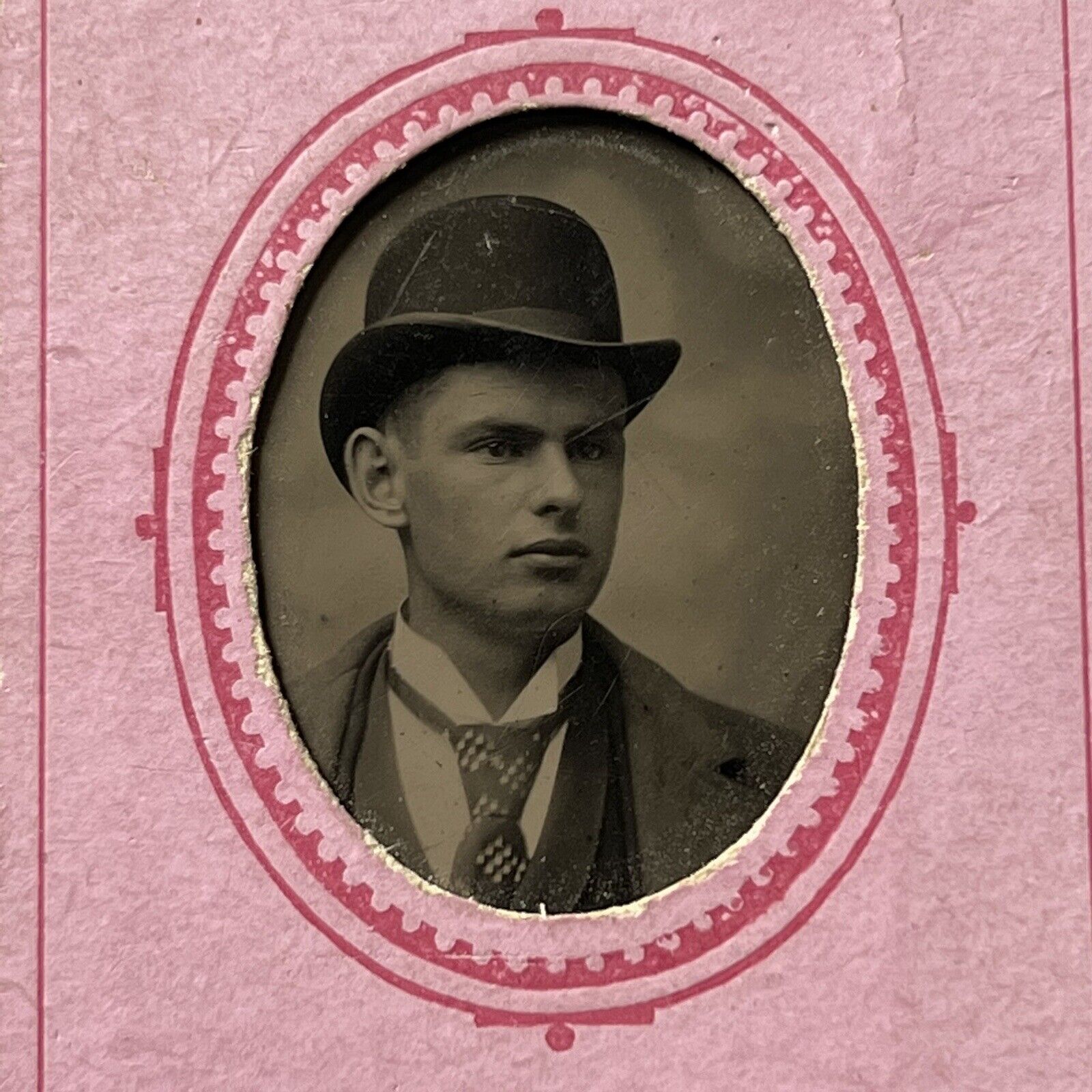 Antique Tintype Photograph Handsome Fashionable Young Man ID Dr Fred Buckley