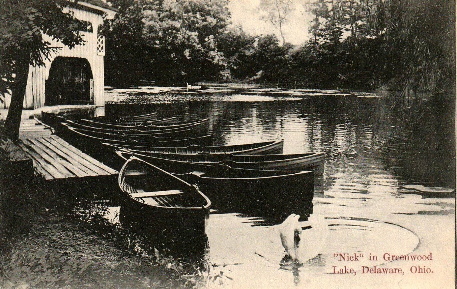 Vintage Postcard - Boat Scene in Greenwood Lake - Delaware, Ohio