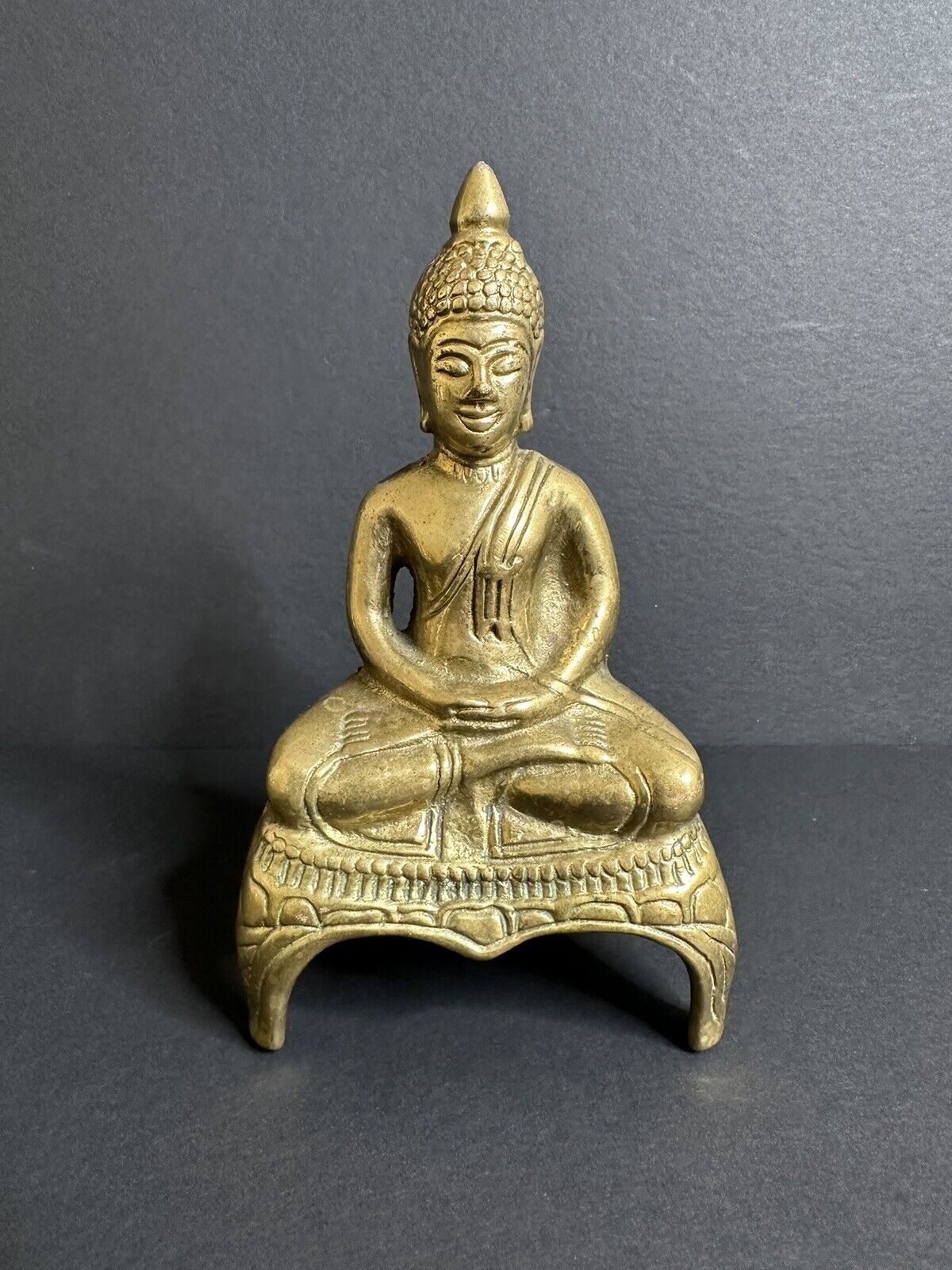 Vintage Brass Buddha Old World Statue Figurine