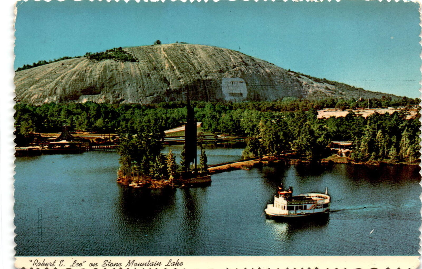 Stone Mountain Lake, Stone Mountain, Georgia, Confederate Memorial Postcard