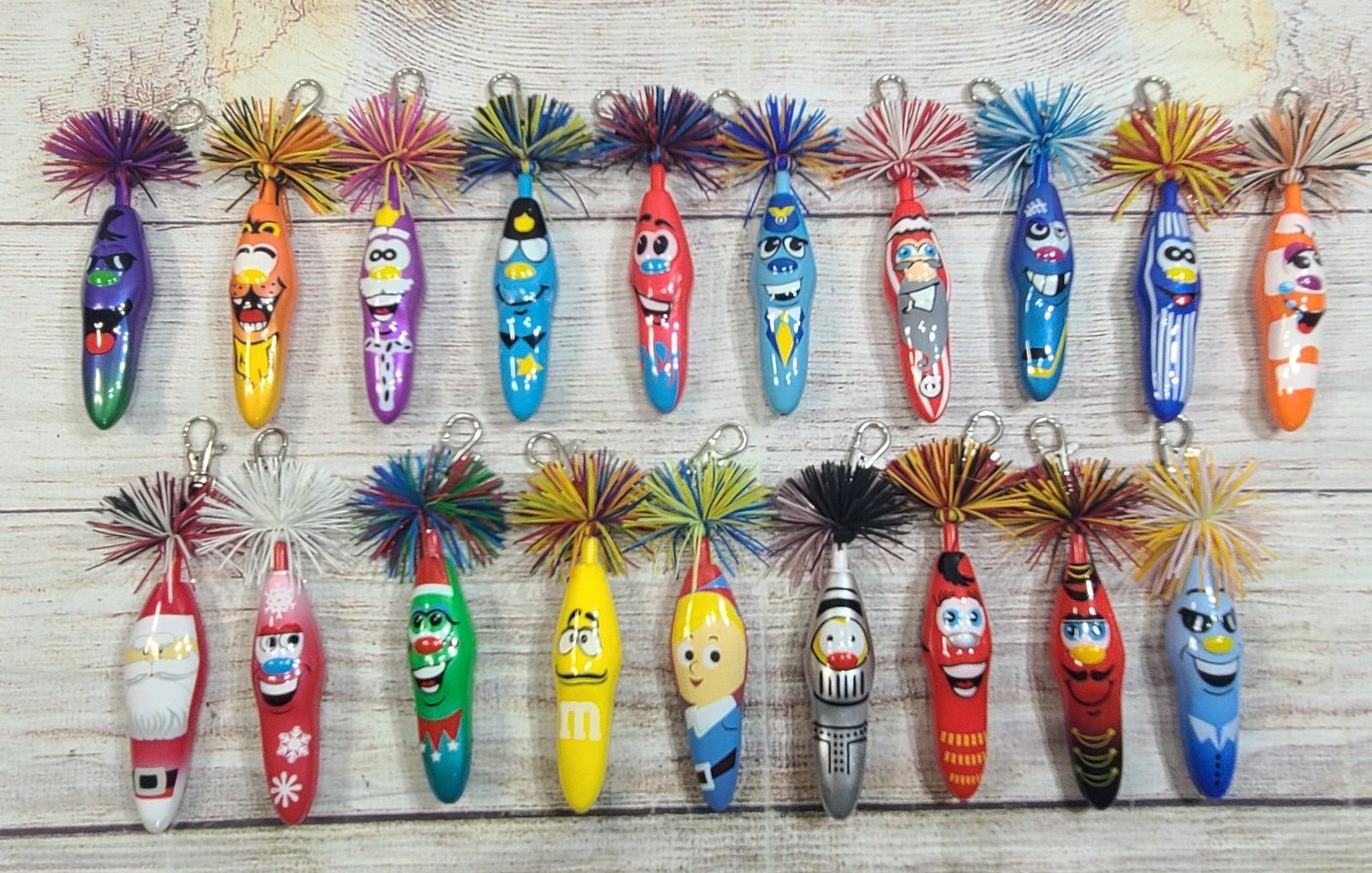 Kooky Kollectible Klickers Pens Assorted Lot Of 19 Caribeener Rudolph Yellow M&M
