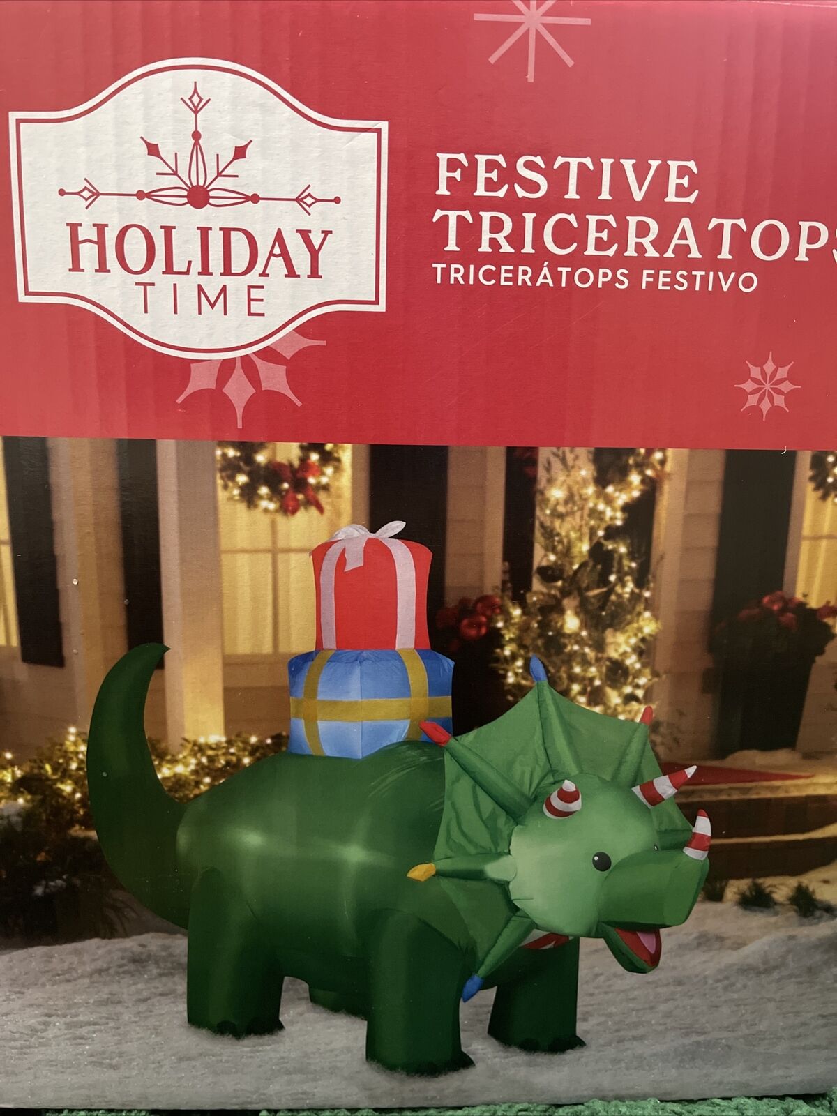 Holiday Time 9 Foot Airblown Festive Triceratops