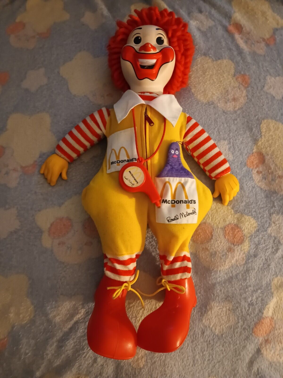 Vintage 1978 Ronald McDonald Blow Doll W/Grimace Pocket Works 22\