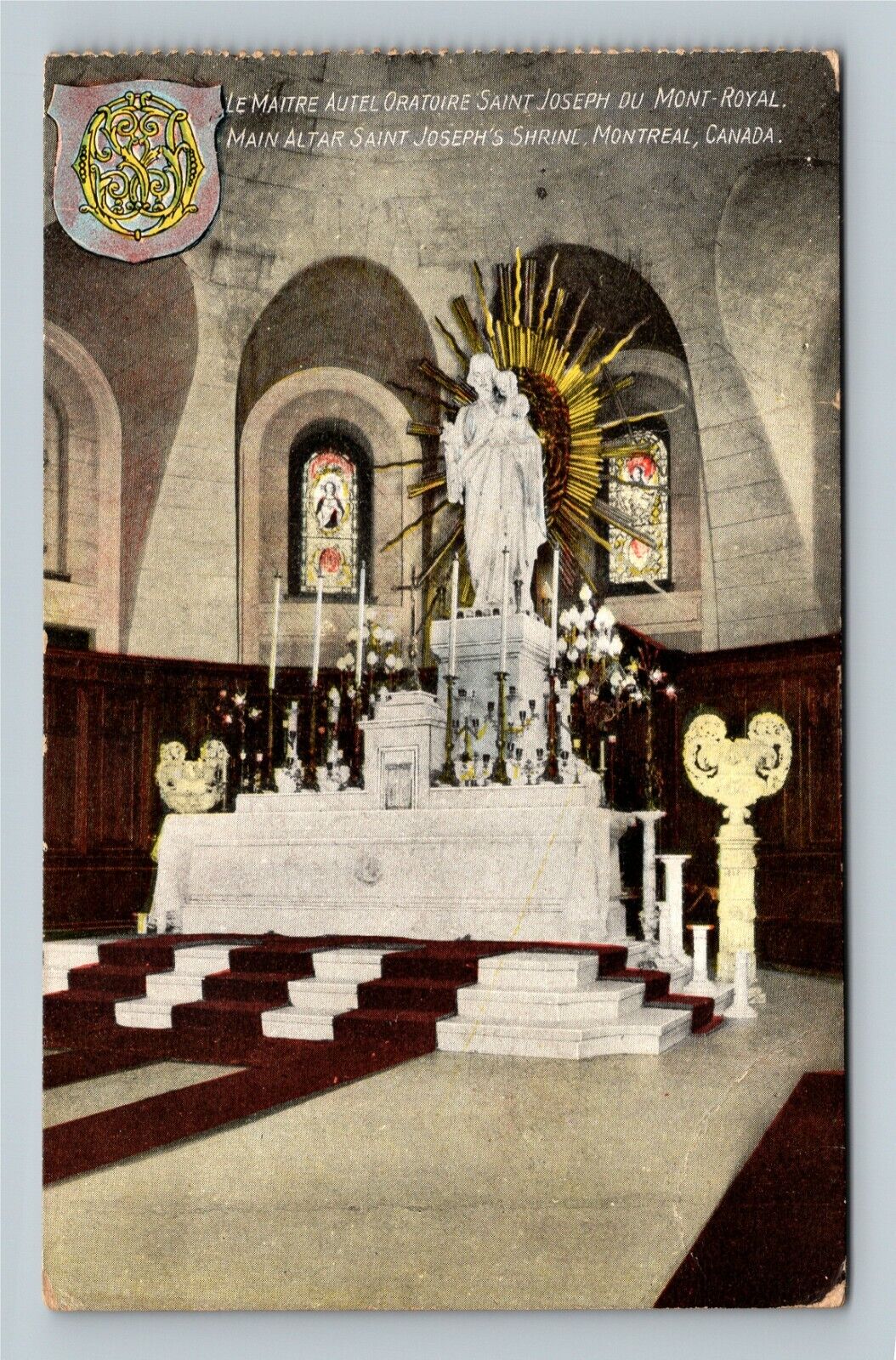 Montreal QC Main Altar At Saint Joseph's Shrine Quebec Canada Vintage Postcard