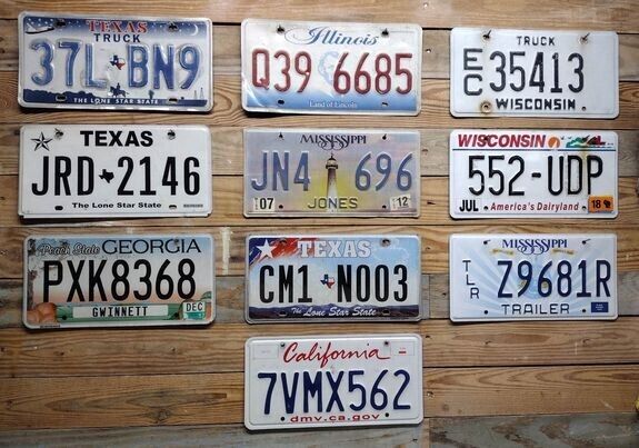 Variety of 10 expired 2013 Mixed State craft condition License Plate  37L BN9