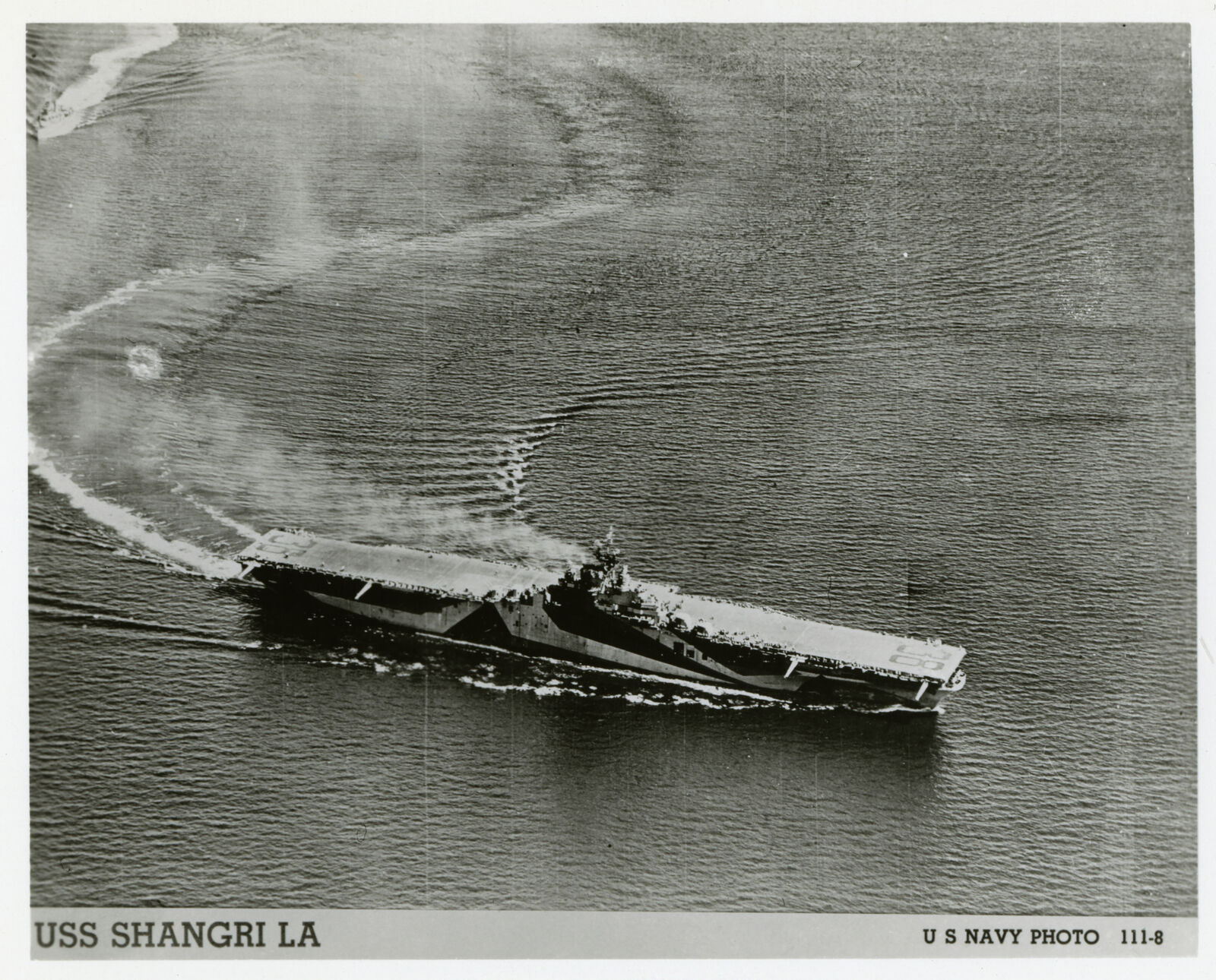 USS Shangri-La in the Pacific Ocean WWII OLD PHOTO