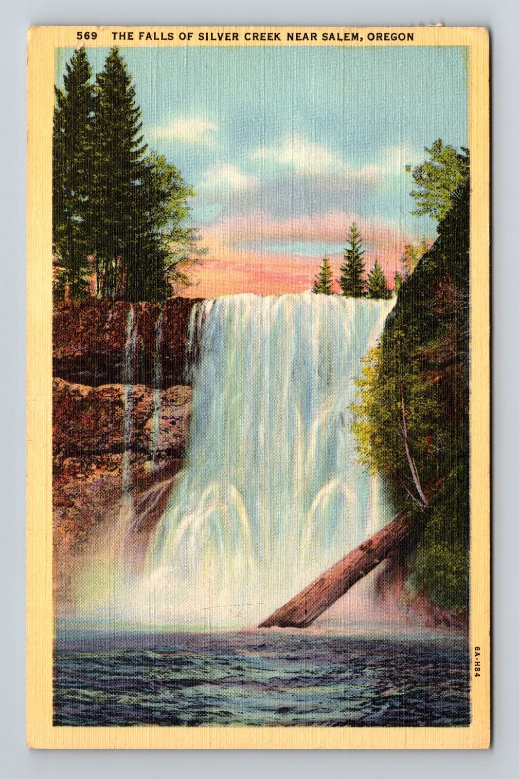 Silverton OR-Oregon, Falls Of Silver Creek, Vintage c1947 Postcard