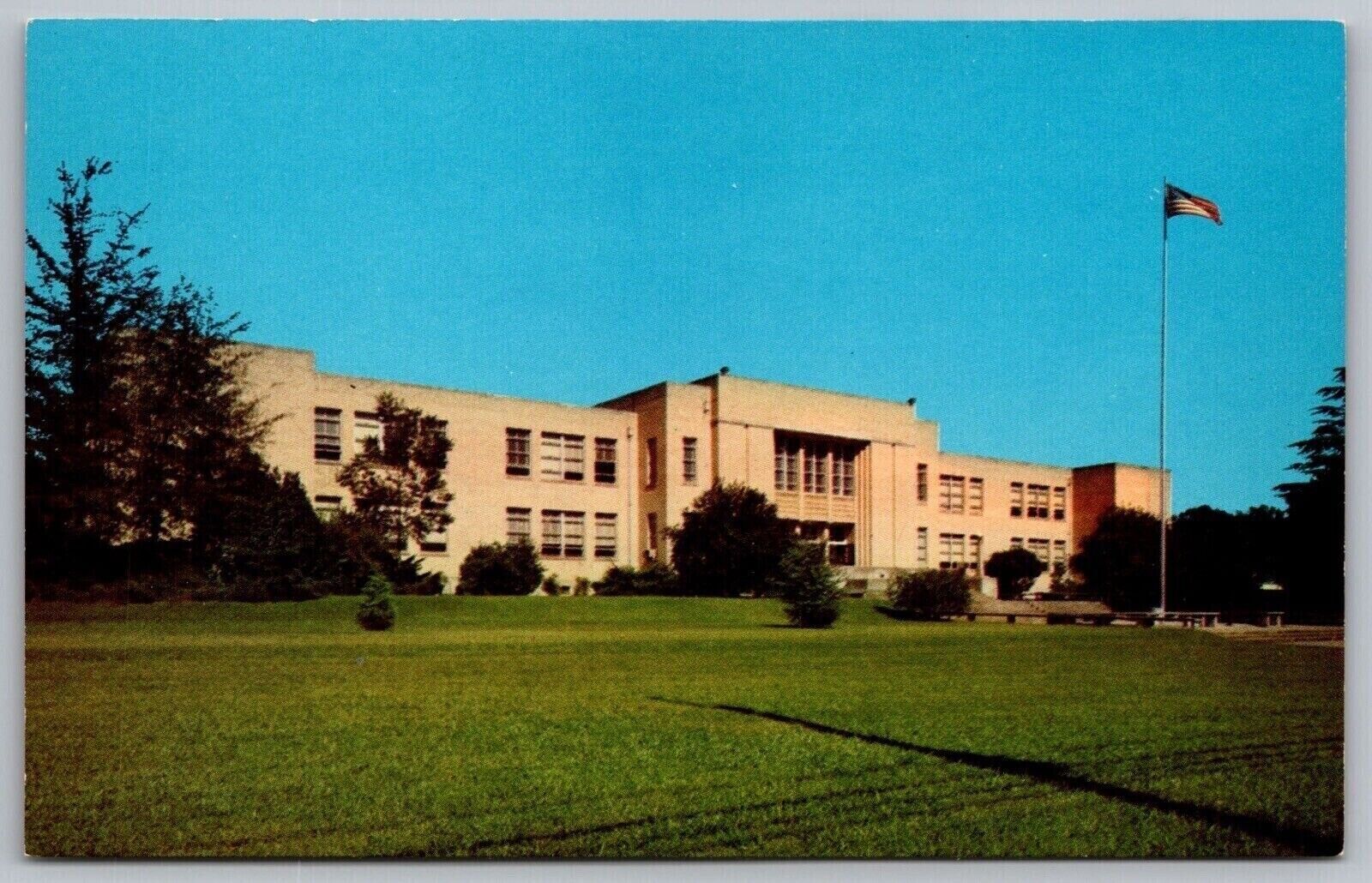 Brookhaven High School Mississippi American Flag Campus Vintage UNP Postcard