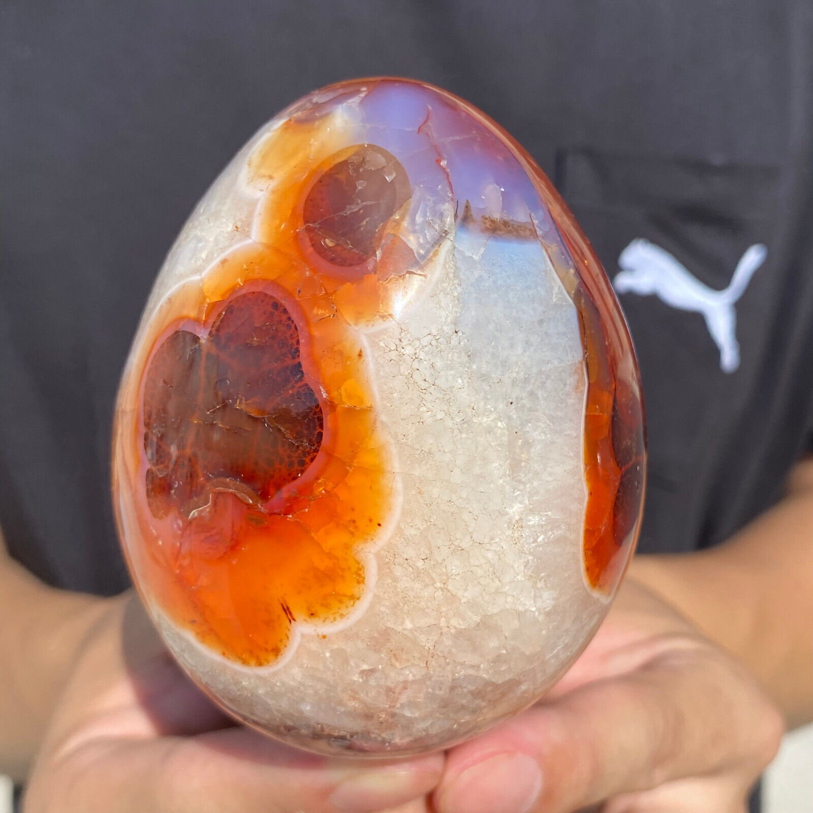 1.4lb Rare Natural red agate polished egg quartz crystal specimen healing