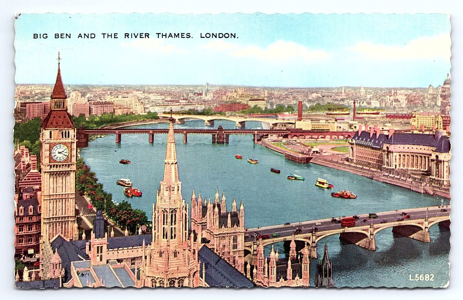 Postcard Big Ben & River Thames England Great Britain UK