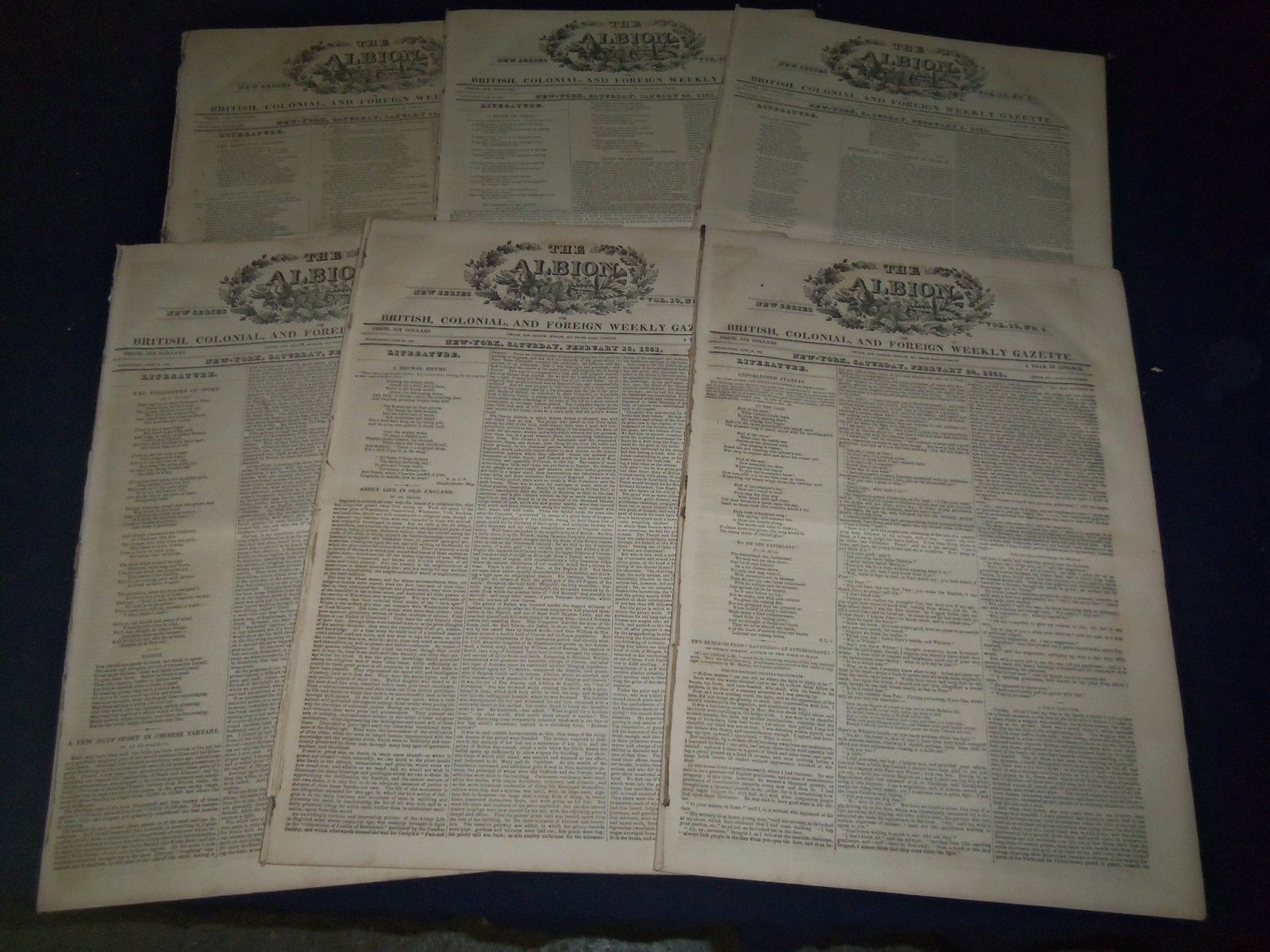 1851 THE ALBION NEWSPAPER LOT OF 19 DIFF - NEW YORK - BRITISH NEWS - NP 1515B