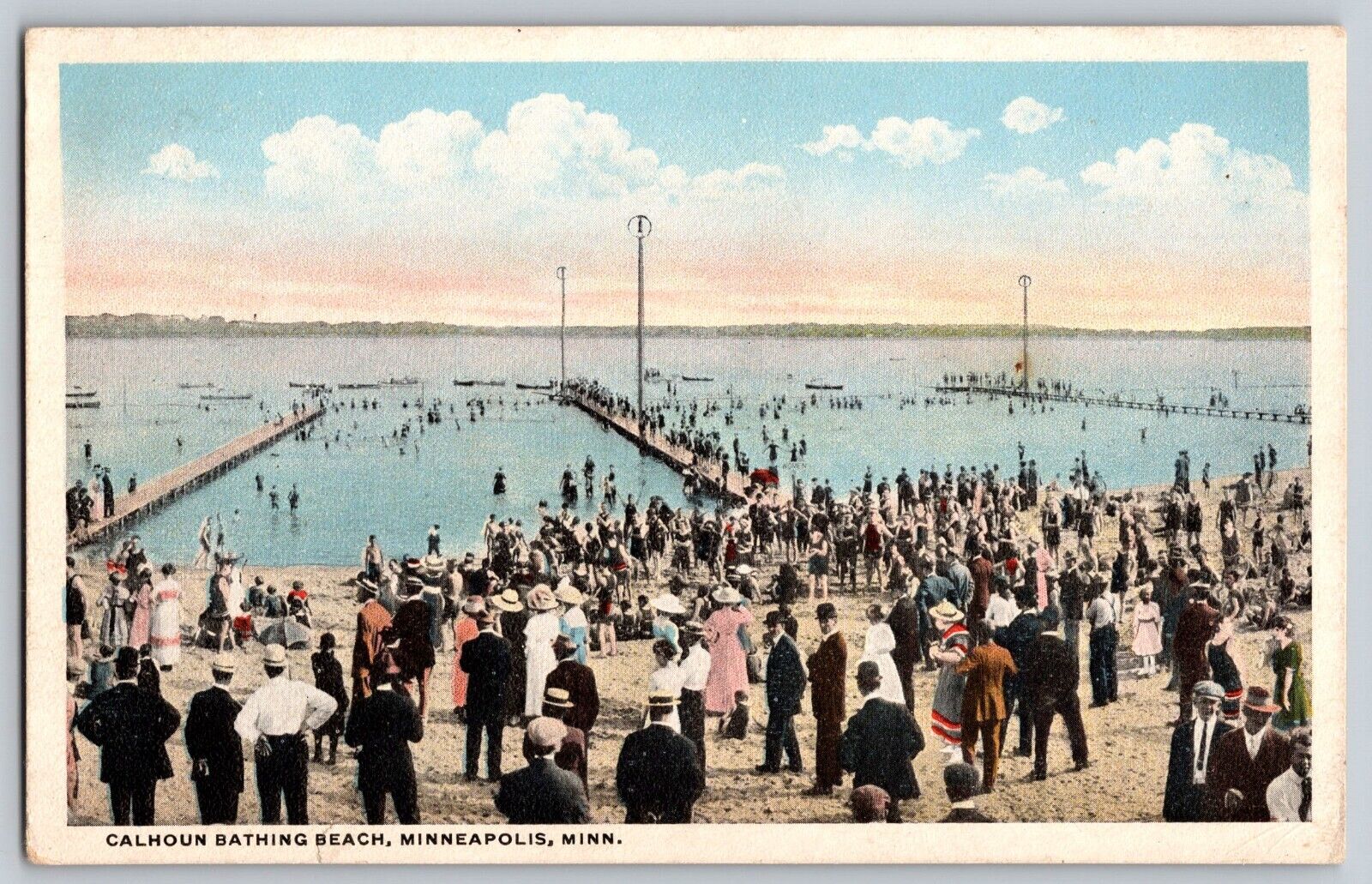 Postcard Calhoun Bathing Beach Minneapolis Minnesota C13