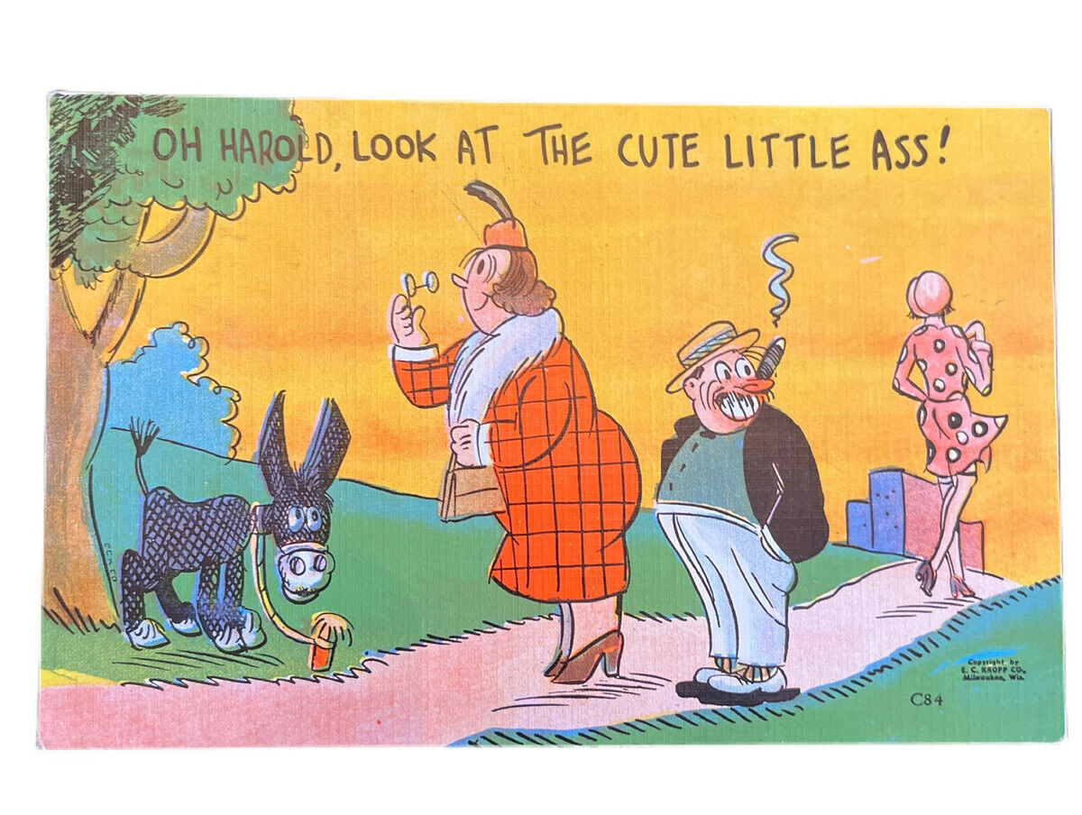Vintage Risqué Postcard 1949 Post War Humor Comic E. C. Kropp Posted With MSG