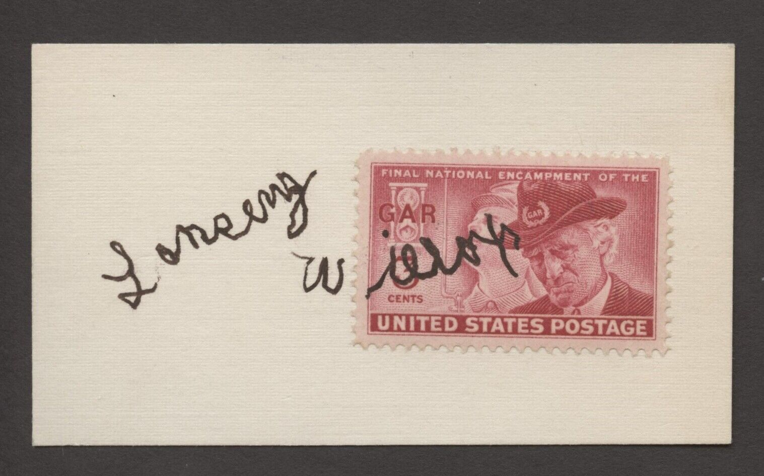 Lansing Wilcox d1951 signed autograph 2x3.5 cut Civil War Veteran AB1176