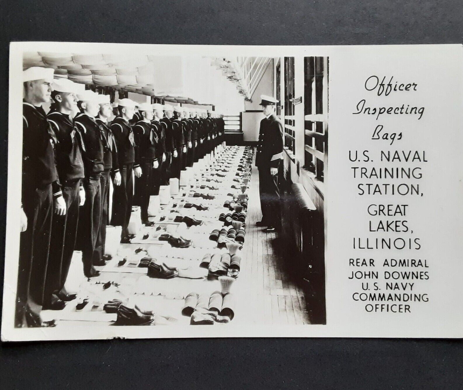 Mid-Century U.S Navy Postcard RPPC John Downes Inspecting Bags WWII Era Vintage 