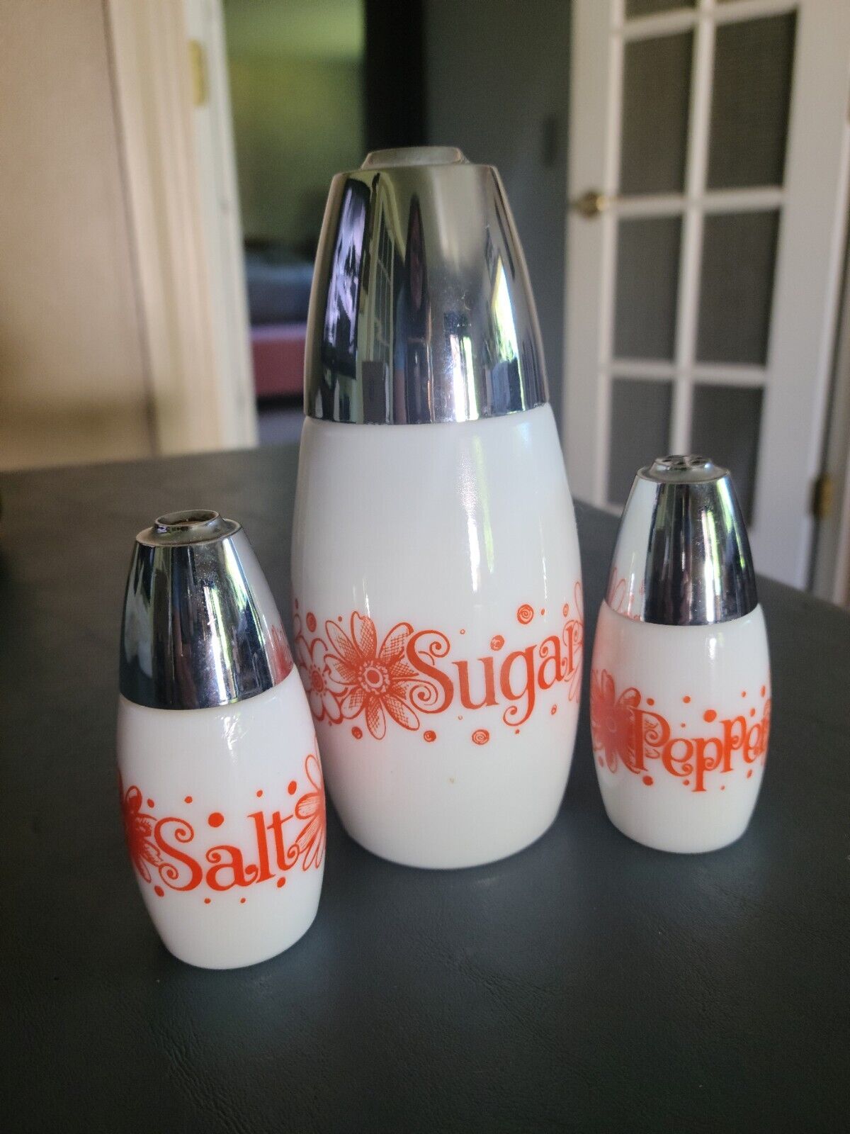 VTG Westinghouse Gemco Sugar Salt Pepper Shakers Milk Glass