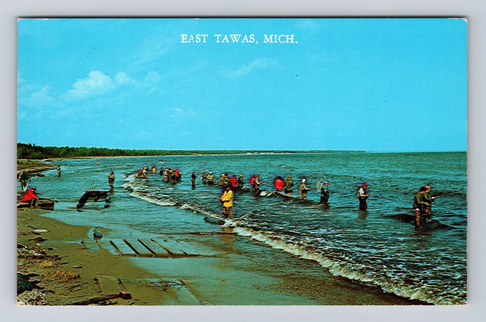 East Tawas MI-Michigan, General Greetings, Salmon Fishing, Vintage Postcard