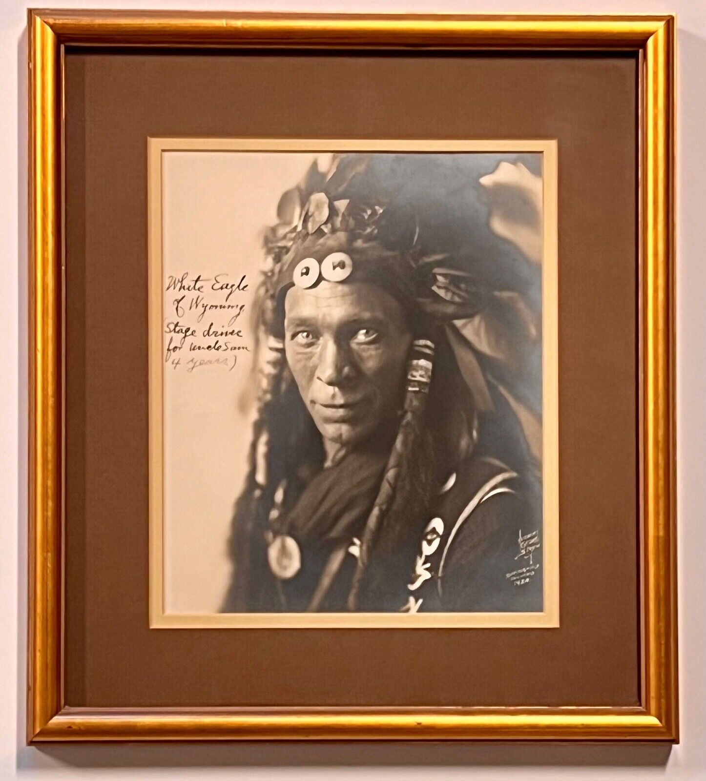 “White Eagle” of Wyoming; Stage Driver for Uncle Sam; Framed Photograph; 1924