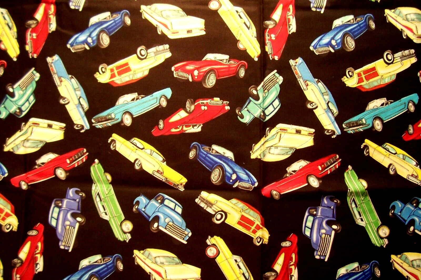 TIMELESS TREASURES COTTON FABRIC VINTAGE CLASSIC CARS TRUCK CHEVY FORD  1 Yd.