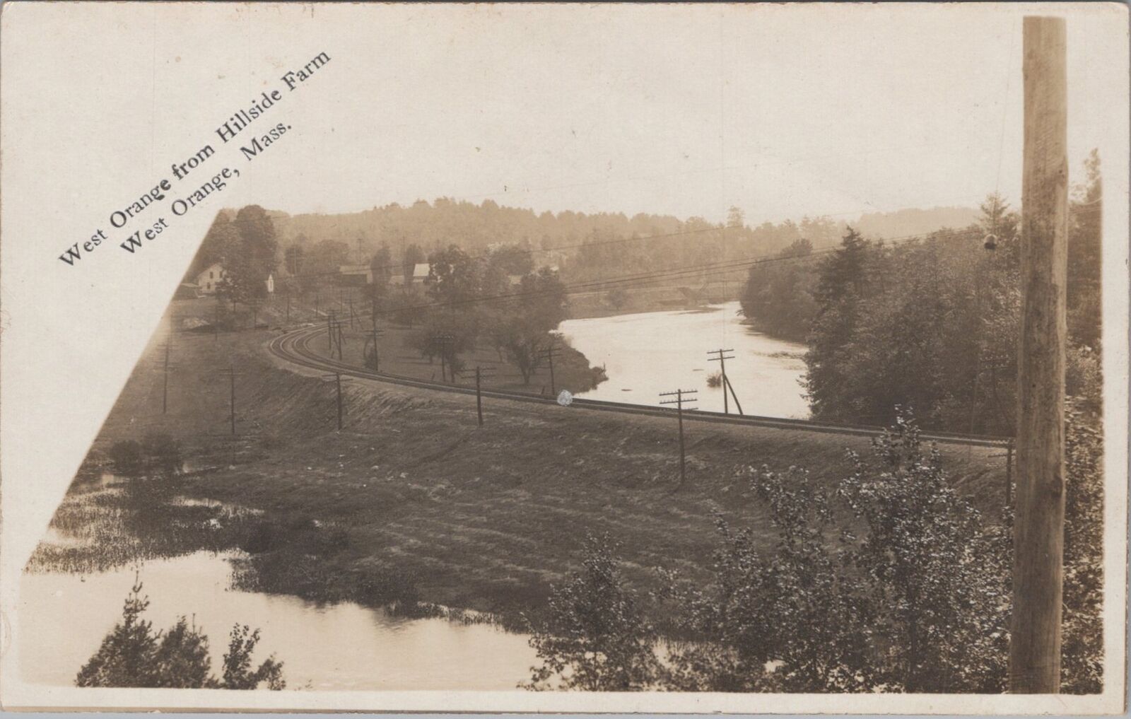 Hillside Farm West Orange Massachusetts Railroad Tracks c1910s RPPC Postcard