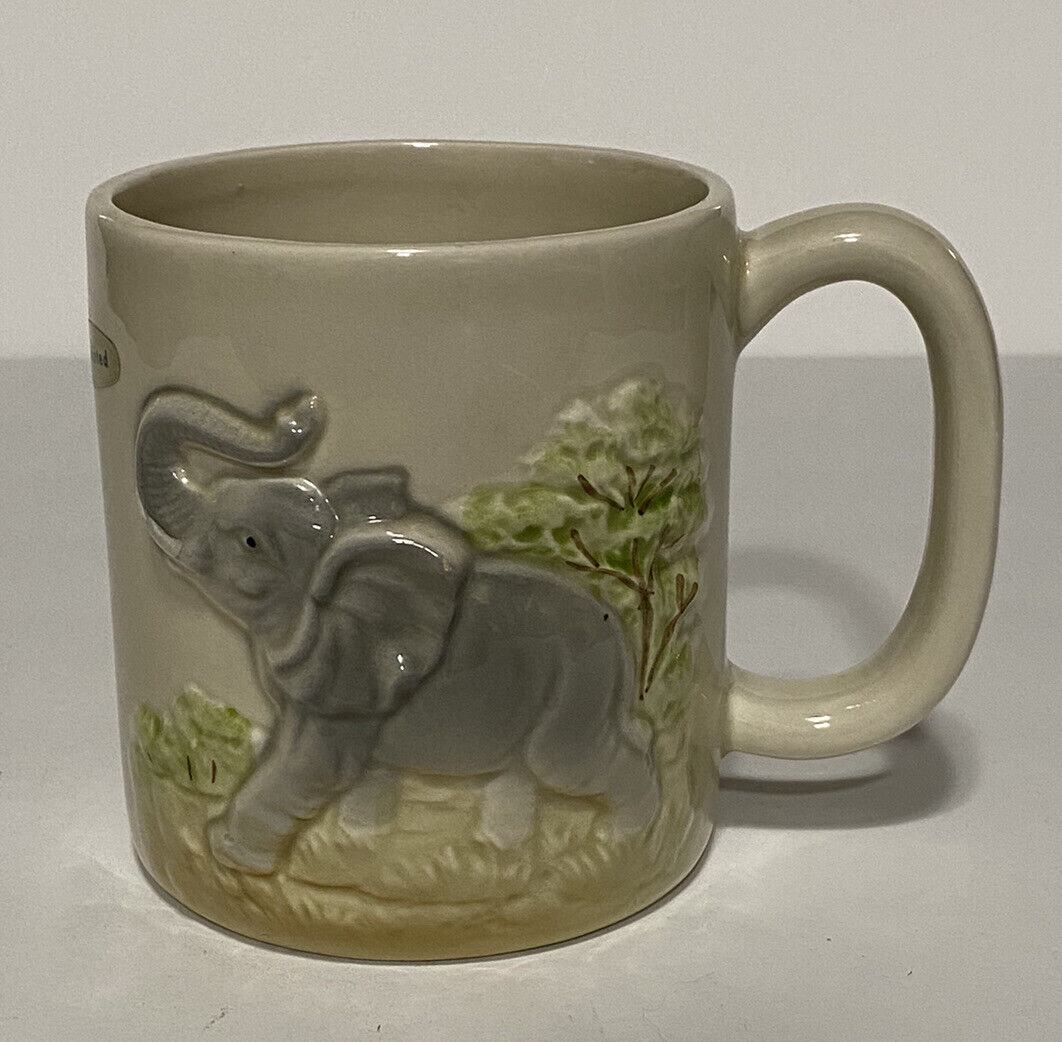 Otagiri Elephant Coffee Mug Cup 3.75” Handpainted 3D Vintage 1981 Japan