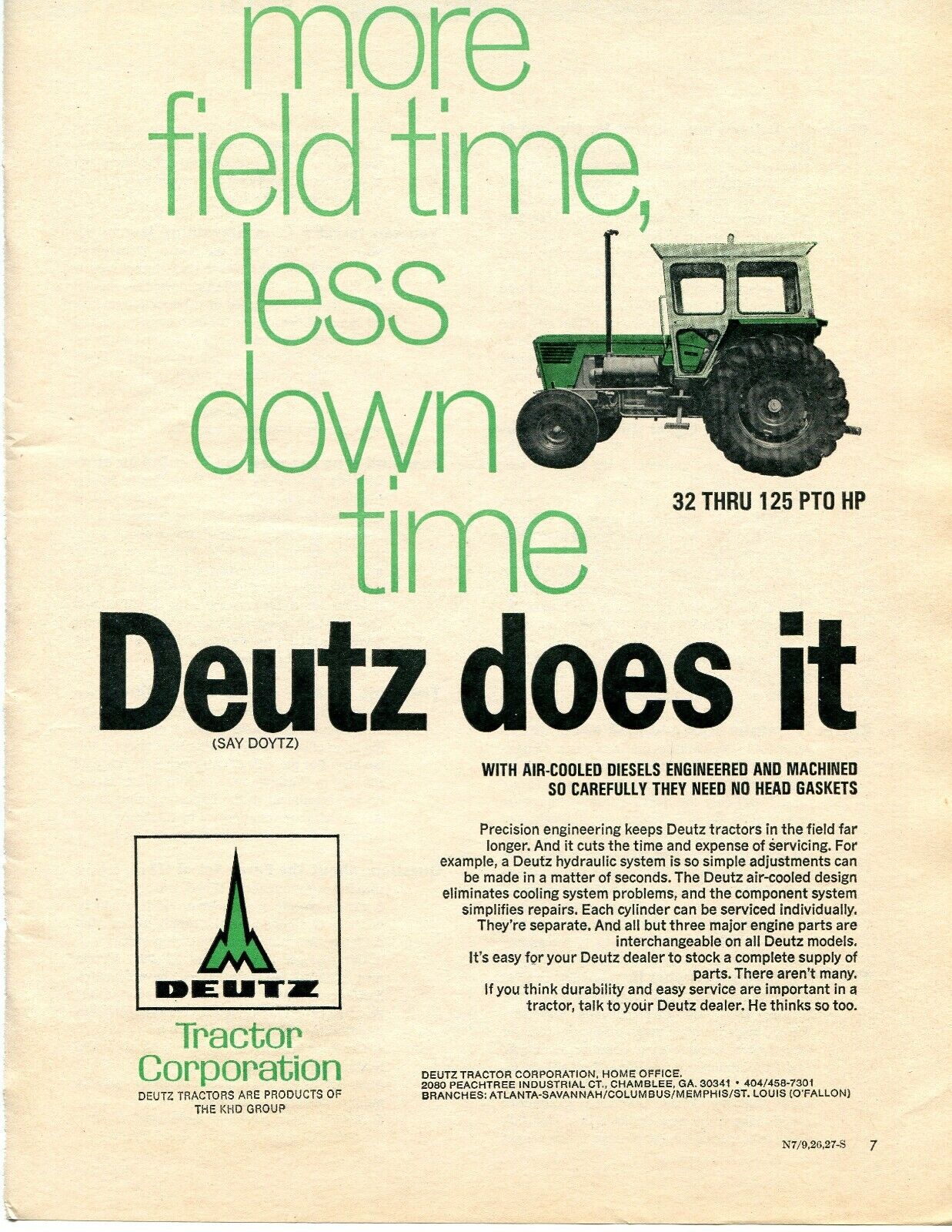 1972 Print Ad of Deutz Air Cooled Diesel Farm Tractor