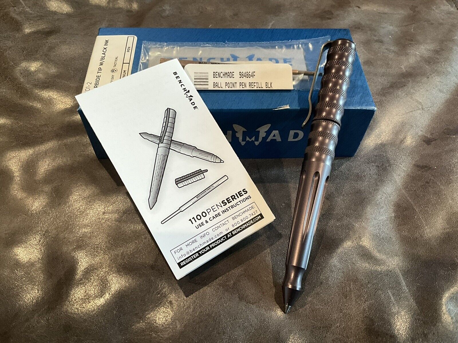 Rare Benchmade Blue Tactical Pen 1101-2 Carbide Tip & Black Ink