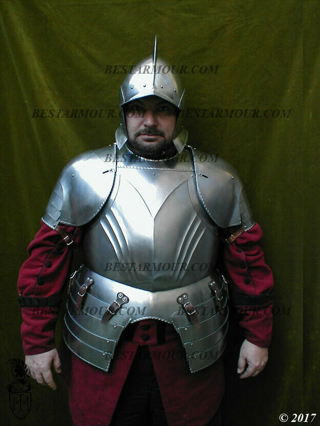 Christmas SCA LARP Medieval Half Body Armor Suit Cuirass Burgonet Helmet