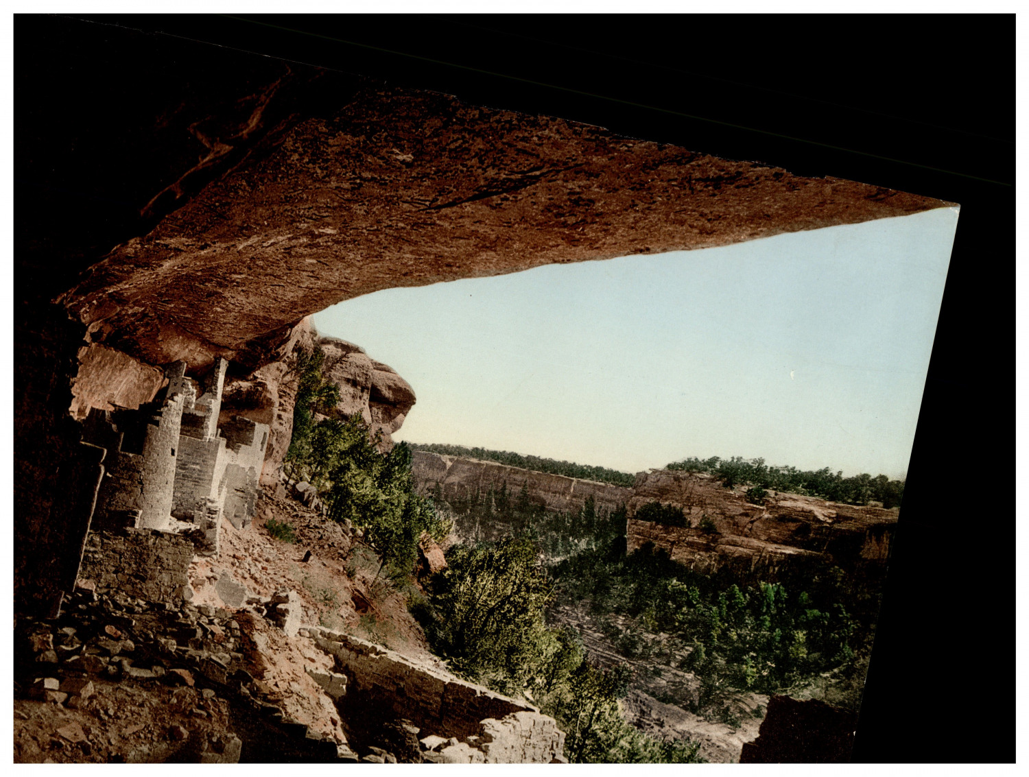 Colorado, Mesa Verde, Cliff Palace, from the Ruins Vintage Photochrome, Photo