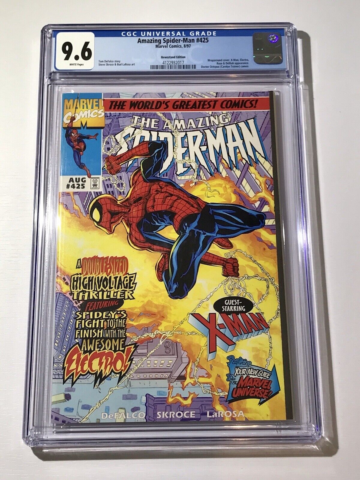 1997 Amazing Spider-Man #425 1ST ELECTRO-PROOF SUIT RARE NEWSSTAND CGC 9.6 WP