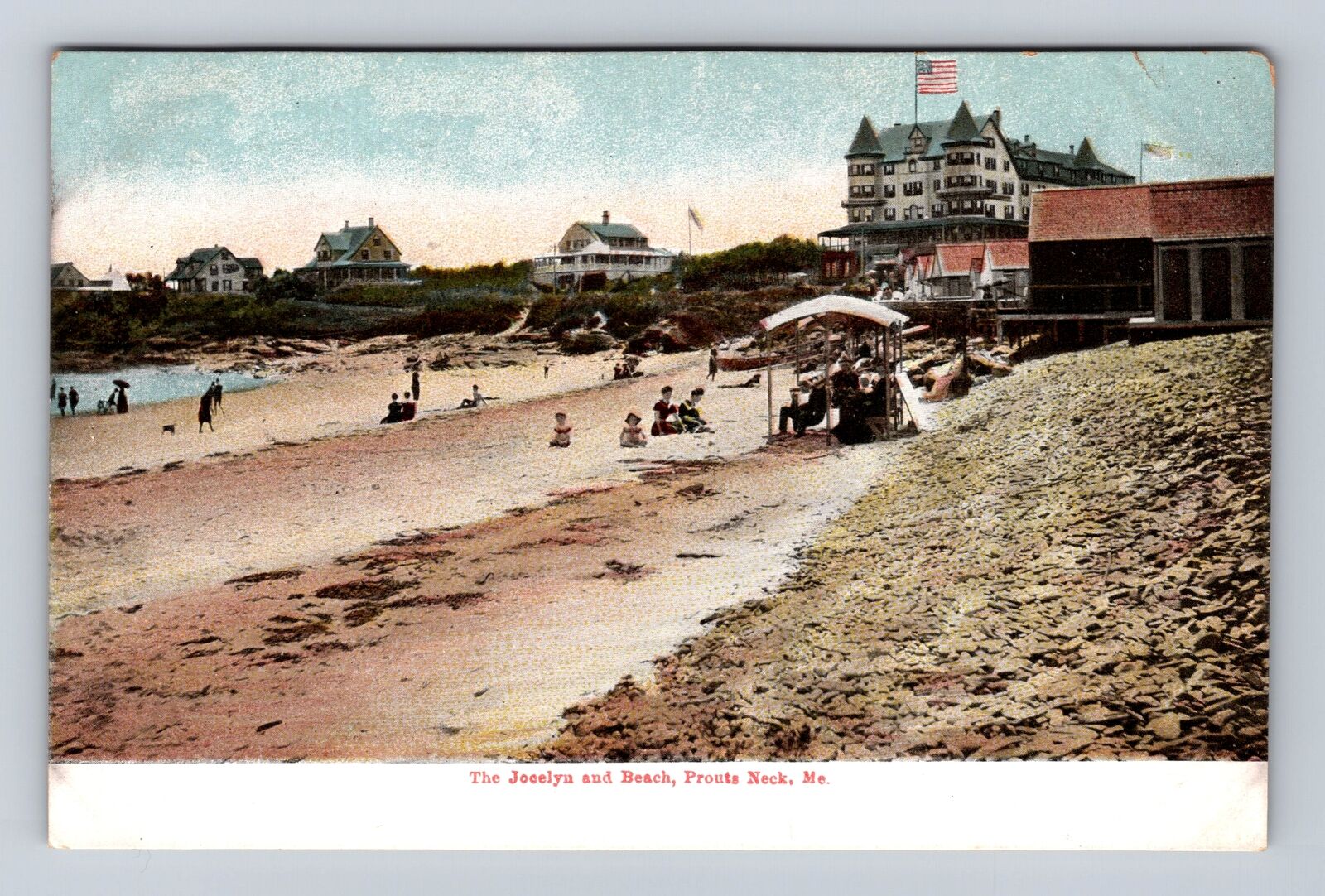 Prouts Neck ME-Maine, The Jocelyn And Beach, Antique, Vintage Souvenir Postcard