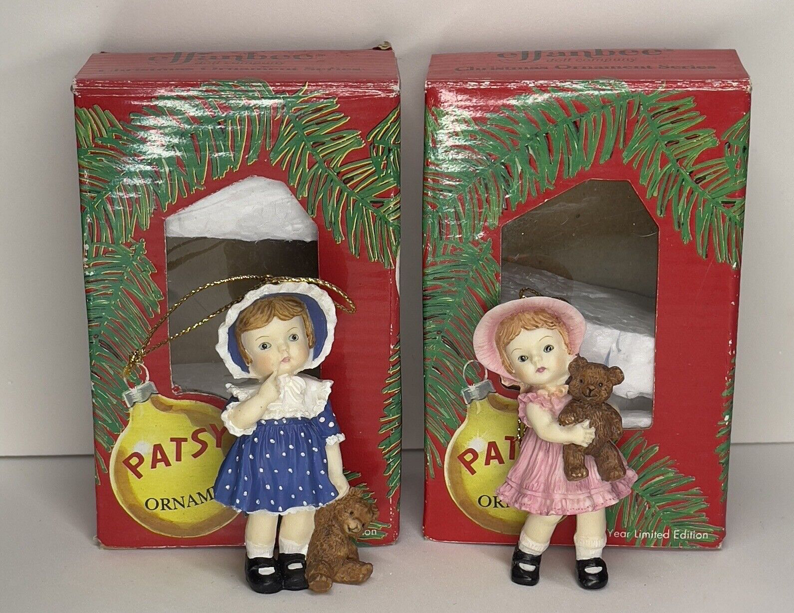 Effanbee Ornament Patsy Doll  Figurine 1995 with Teddy Bear Pair MP267 MP166