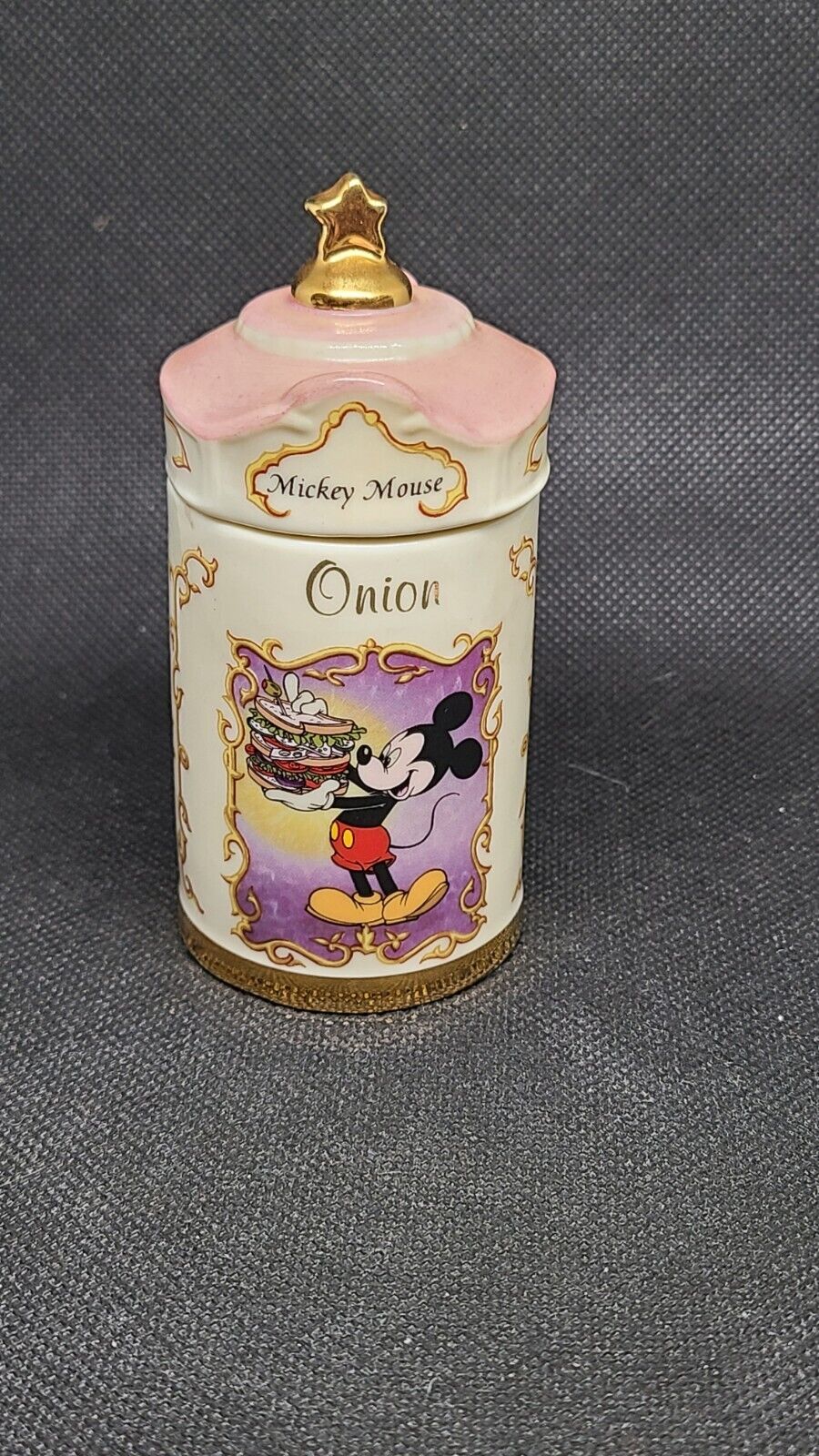Walt Disney Spice Jar Collection Lenox 1995 Mickey Mouse Onion Pink Vintage 