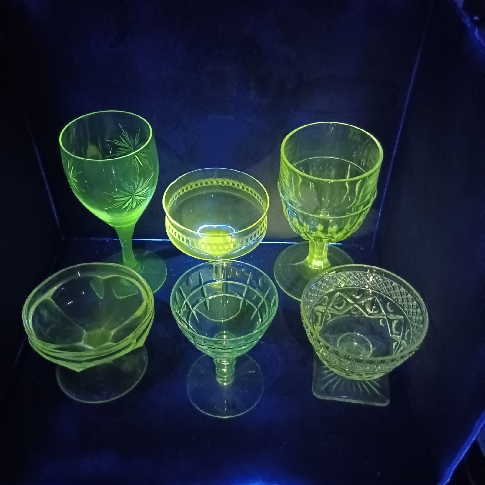 Glow Glass 7 Unique Pieces Magnesium UV 365 Glow Glass Great For Any Collection 