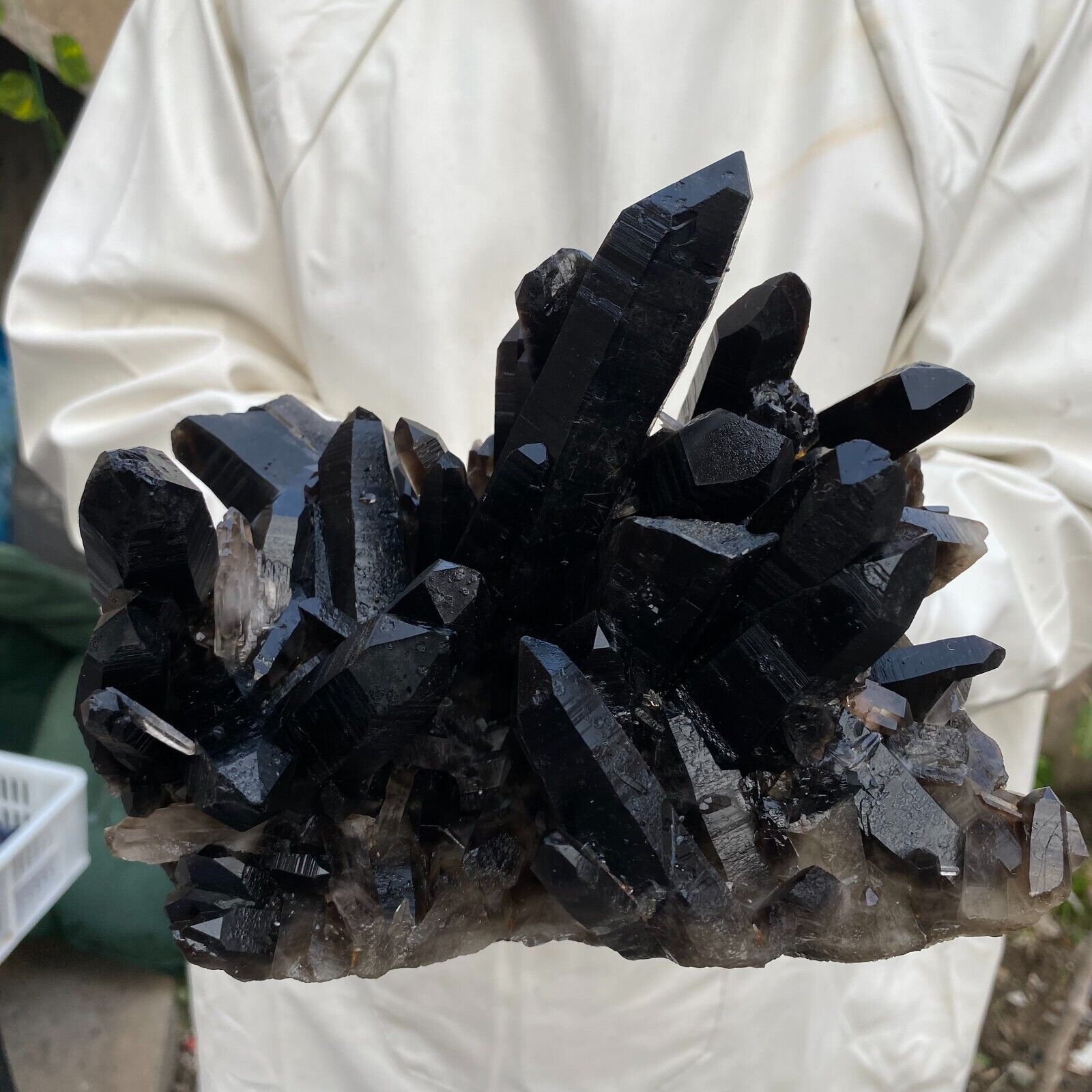 5.5lb Large Natural Black Smoky Quartz Crystal Cluster Rough Mineral Specimen