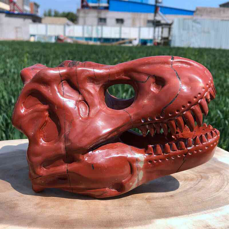 4.2LB Natural Quartz Crystal Hand Carving Red Jasper Dinosaur Skull Reiki Gift