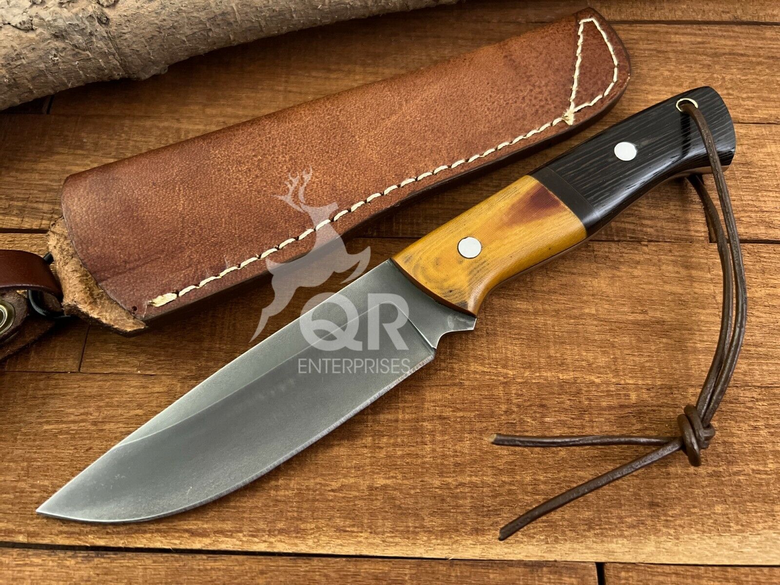 Custom Handmade Fixed Blade Hunting Knife, Bushcraft, Camping, EDC Knives. C.2