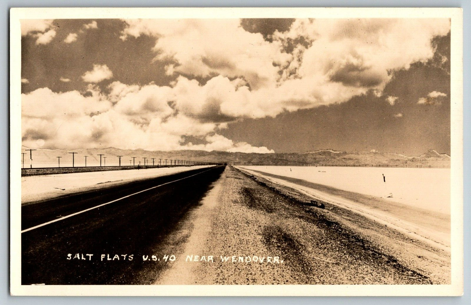 RPPC Vintage Postcard - Salt Flats U.S 40 near Wendover - Real Photo