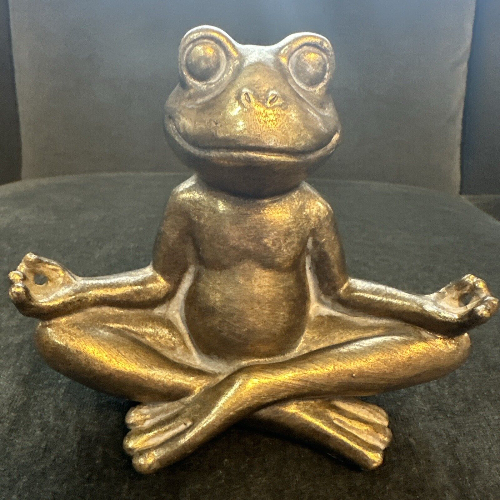 Yoga Frog in Lotus Position Figure Gold Color
