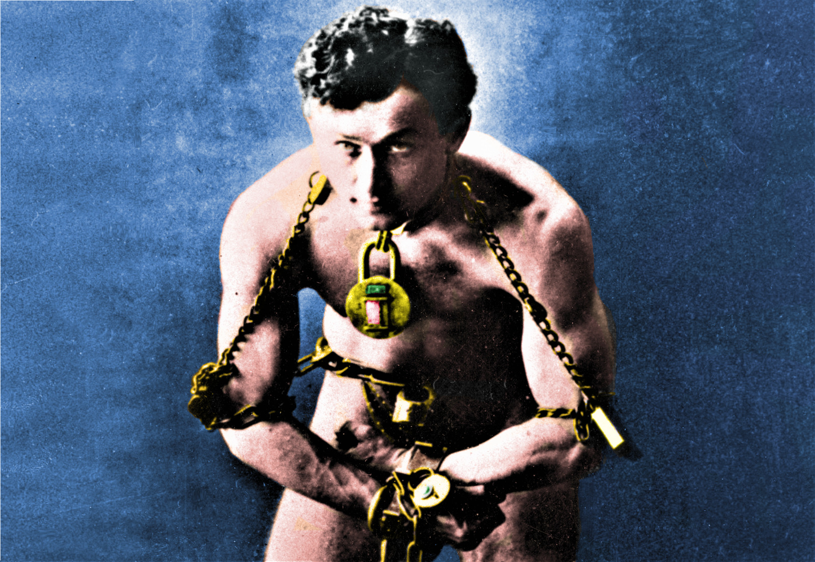 HOUDINI IN CHAINS - REFRIGERATOR PHOTO MAGNET