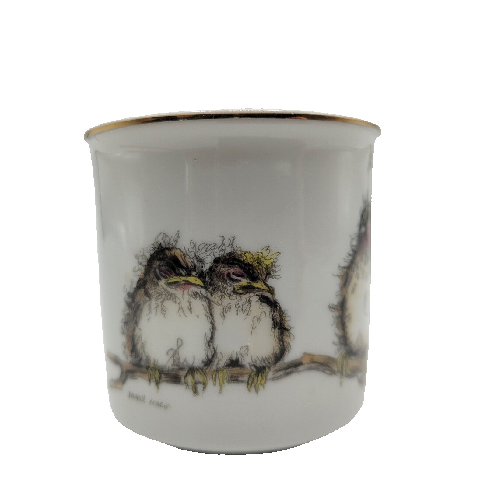 Vintage Enesco 1977 Marry Mug Small Coffee Tea Cup Ceramic Birds with Mom