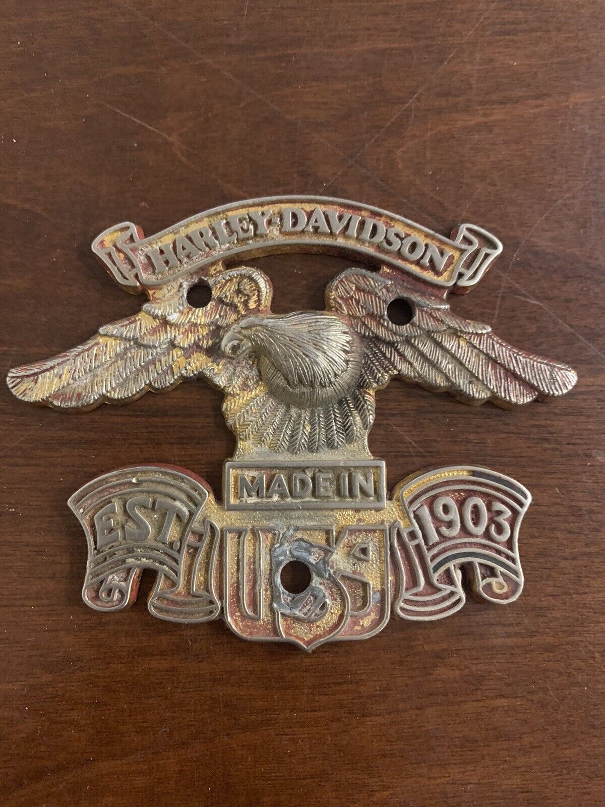 USA Harley Davidson Metal Badge with USA and the American Eagle Emblem AS IS
