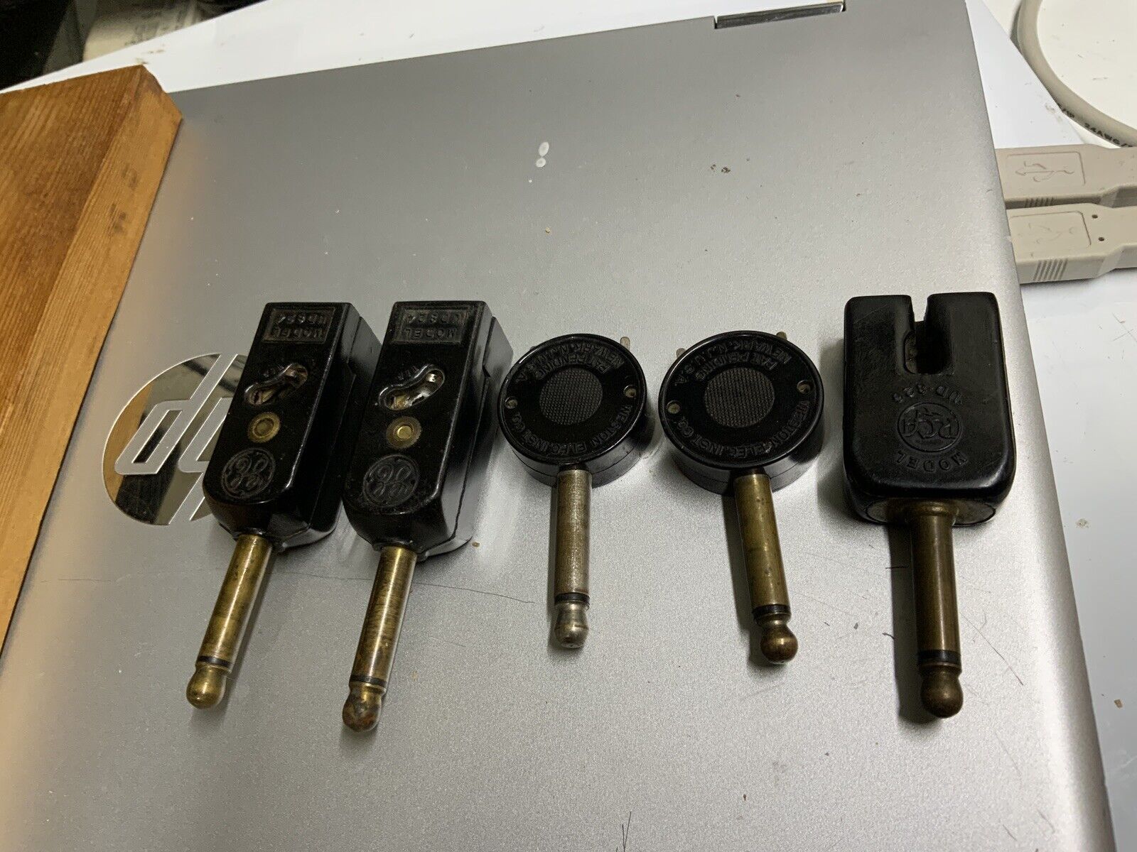 Lot of 5 Antique headphone switch plug  RCA , GE , WESTON