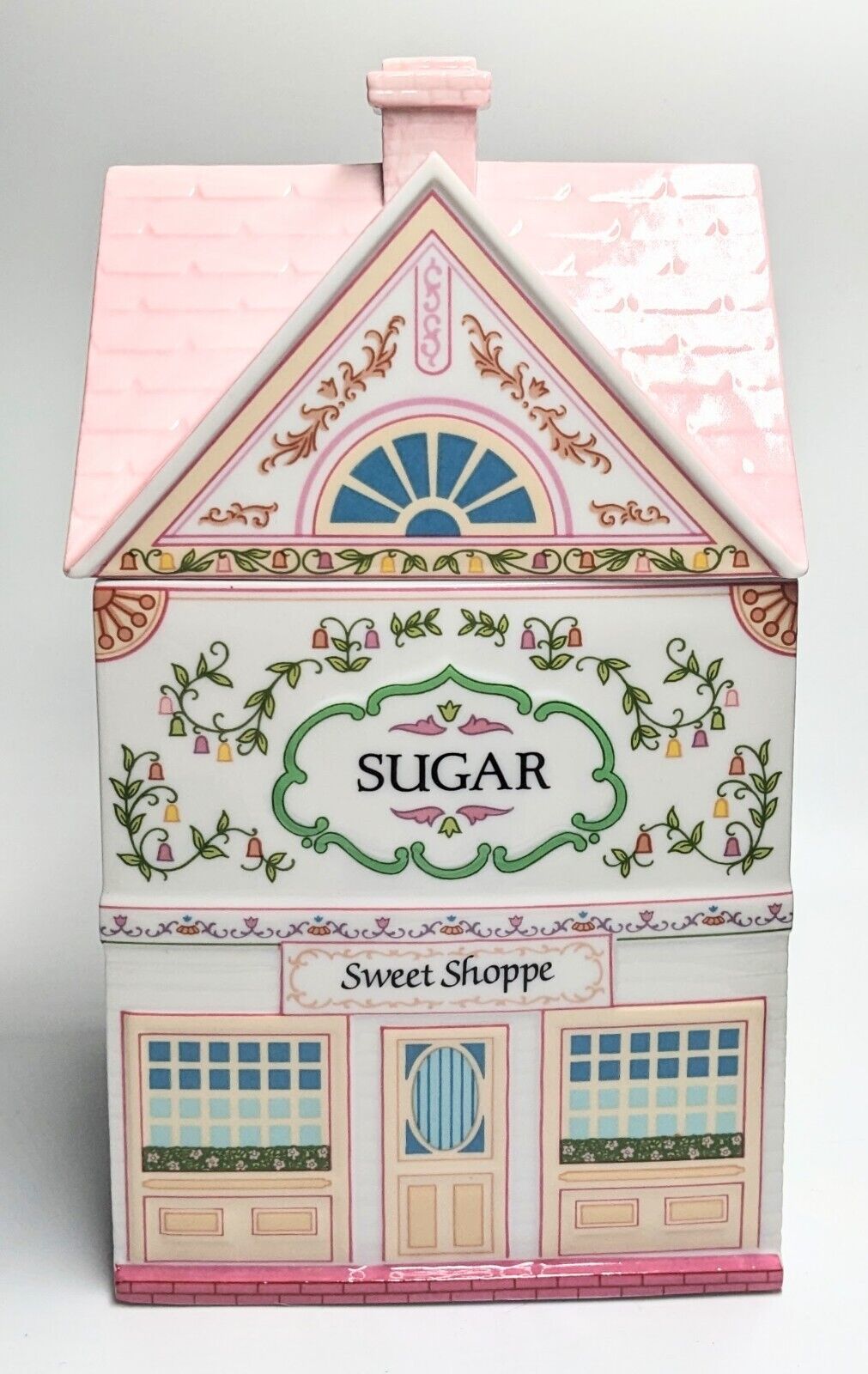 Vtg 1990 Lenox Village Sugar Sweet Shoppe Pink Porcelain Storage Canister House