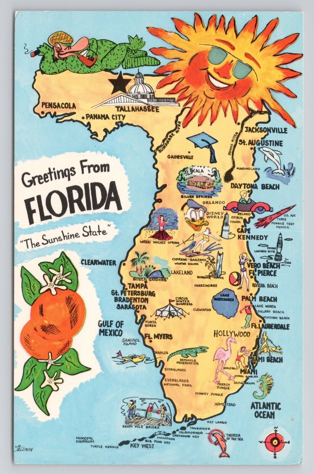 Postcard Greetings From Florida The Sunshine State