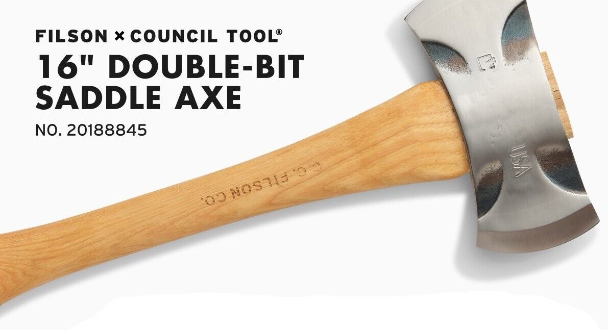 Filson x Council Tool 16 Double Bit Saddle Axe 20188845 Steel Hickory CC