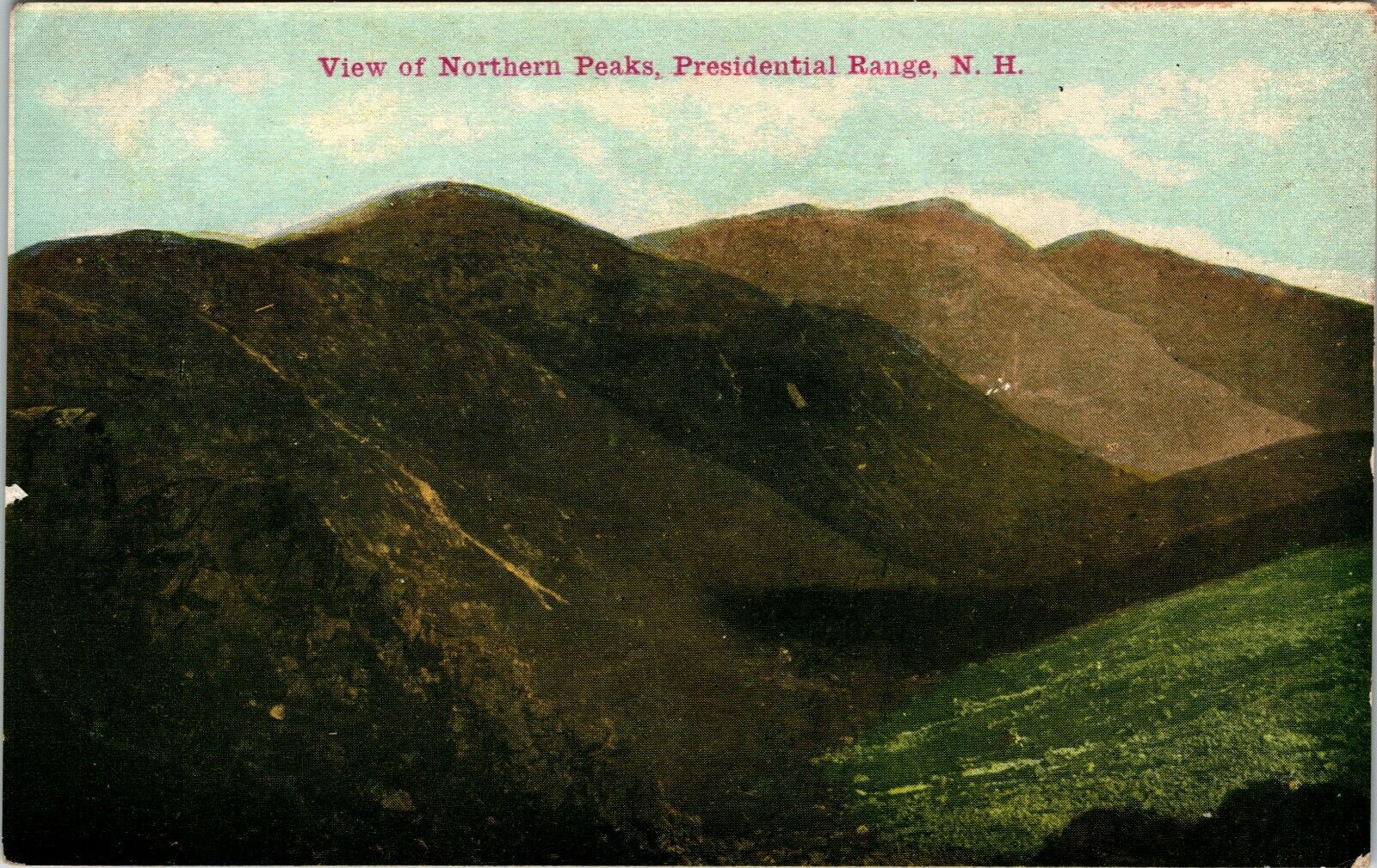 View Of Northern Peaks Presidential Range New Hampshire Antique Postcard 
